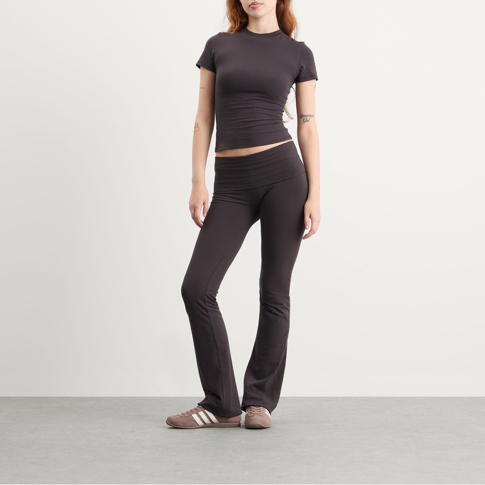 Cotton jersey foldover pant